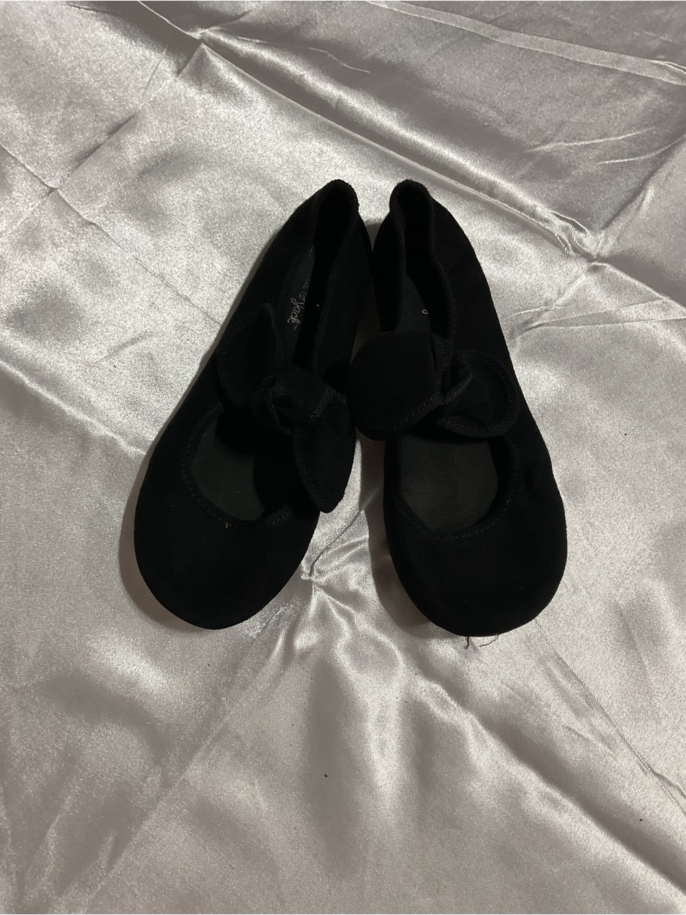 Girls Black Bow Mary Jane Flats - Soft Slip-On Slippers